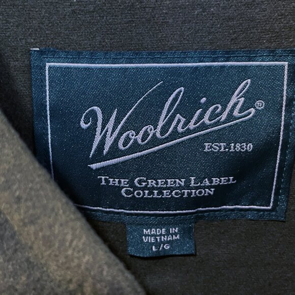 WOOLRICH Chamois Men 100% Brushed Cotton Button Up Long Sleeve Shirt Green L NEW - Picture 8 of 11